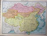 1920 COLOUR MAP CHINA POLITICAL TIBET KOREA