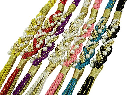 振袖用　パールビーズ飾り付き　金糸使用　手組 帯締め 単品　OW