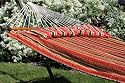 Quilted Fabric Double Hammock with Pillow - Blue Striped