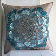 Wild Flower - Decorative Pillow Covers - Silk Pillow Cover Embellished with Beads & Textured Sequins