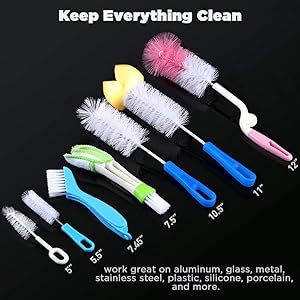 15pcs Food Grade Multipurpose Cleaning Brush Set Lab Cleaning