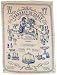 'Glassware lexicon French figural print tea towel BLUE