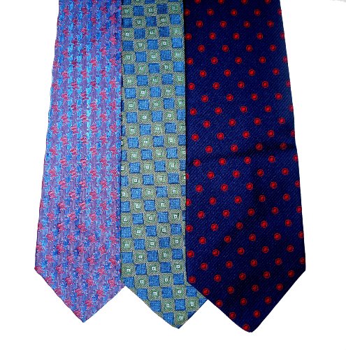 Neck Tie Lot of 3 Mens Dotted & Geometric Neckties