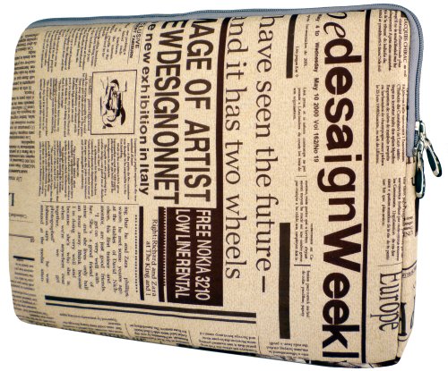 13 inch Newspaper Pattern Notebook Laptop Sleeve Bag Carrying Pouch Case for most of Apple Macbook, Acer, ASUS, Dell, HP, Sony
