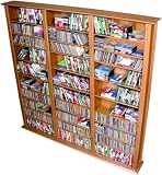 Media Storage Tower-Tall Triple Oak -76
