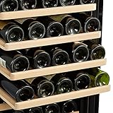 Kalamera Door Dual Zone 73 Bottle Stainless Steel Compressor Wine Cooler Refrigerator with 11 Removable Wooden Shelves Electronic Controls