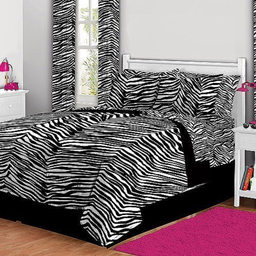 Zebra Print Complete Bed in a Bag Bedding Set Queen Great Chance! ectvmua