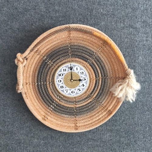 Rustic melon orange lariat rope Clock #103