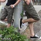 デザイン　カーゴ　ショートパンツ　メンズ　カーキ　ハーフパンツ　半パン　ショーパン　[sc18] (w34)
