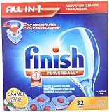 Finish Powerball Tabs Dishwasher Detergent, Orange Scent, 32-Count