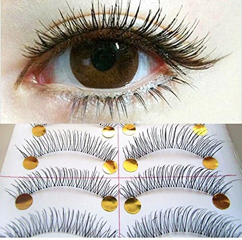 Familybuy Black Natural Long False Eyelash Makeup False Eyelashes Soft Natural Cross Long Eye Lashes Extension 10 Pair Fake Eyelashes
