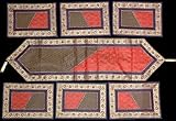 Red and Black Seven Piece Banarasi Dinner Set with Golden Thread Weave and  ....