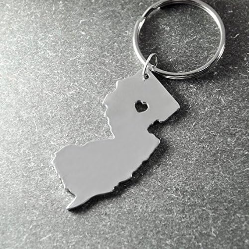 I Heart New Jersey Keychain- Custom State Keyring - State Keychain in Handmade - Key Holder