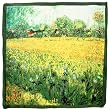 100% Satin Charmeuse Silk- Van Gogh's "View of Arles with Irises" Hand Rolled Edges Square Scarf Shawl