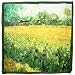 100% Satin Charmeuse Silk- Van Gogh's "View of Arles with Irises" Hand Rolled Edges Square Scarf Shawl