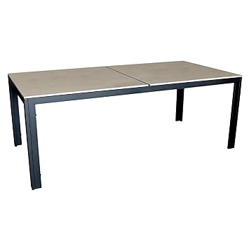 Moderner Aluminium Gartentisch hochglänzende Keramik Tischplatte in