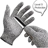 WISLIFE Cut Resistant Gloves ;Level 5 Protection, Food Grade,EN388 Certified, Safty Gloves for Hand protection and yard-work, Kitchen Glove for Cutting and slicing,1 pair (Large)