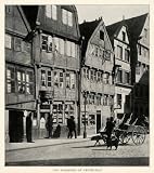 1910 Print Hamburg Germany Krombach Street Scene Dog Cart Lamppost Fashion Shops - Original Halftone Print