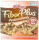 FiberPlus Antioxidant Bars, Dark Chocolate Almond, 5 - 1.2 oz  Bars per Box, (Pack of 12)