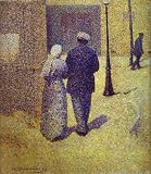 Angrand, Charles - . Couple in the Street. Hand Painted Reproduction Oil on canvas