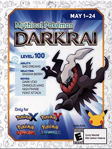 Pokemon X & Y 3DS Mythical Darkrai Code Card Code Card
