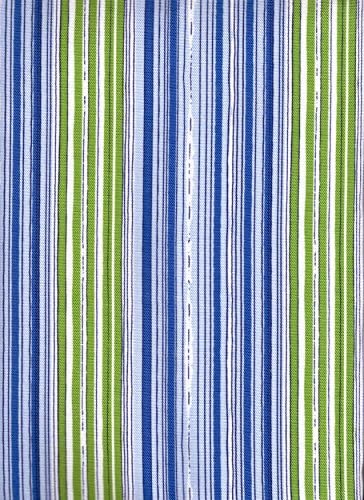 Green Blue White Stripe Indoor & Outdoor Fabric Umbrella with Hole Zipper Tablecloth - 52in. x 96in. Oblong