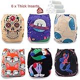 iZiv新生児6厚いおむつ付きオーガニック幼児防水/調整/再利用可能/洗えるポケット布おむつのフィット赤ちゃん0.5-3歳（カラー 5）