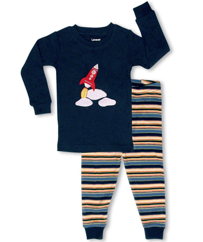 Leveret “Space Rocket” 2 Piece Pajama 100% Cotton (5 Toddler) $11.99