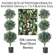 Pack of 2 Potted Artificial Sweet Bay Triple Ball Topiary Trees 5'