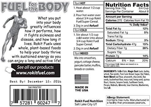 Rokit Fuel Instant Cereal - Bulk Pack - All Natural, Vegan/Vegetarian, GMO Free - Hot or Cold - Microwavable Breakfast Oatmeal (Stud Muffin)