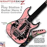 PS2 Guitar Hero II (2) Kramer Guitar Big Kiss Black on Pink WraptorSkinz TM Faceplate Skin by TuneTattooz TM