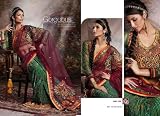 Bandhni and net combinated saree with gorgeous ethnic motifs on shoulder and skirt part