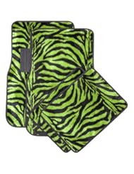 Automotive Parts and Accessories: OxGord Front & Back Seat Zebra/Tiger Stripe Carpet Mats for for Car/Truck/Van/SUV, Lime Green & Black - OxGord