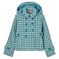 Girls' Houndstooth Pea Coat - Aqua/White