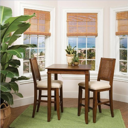 Home Styles Jamaican Bay Square Bistro Table Set in Soft Mahogany