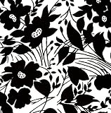 Flocked Velvet Paper- Black Flowers on White 22x30 Inch Sheet