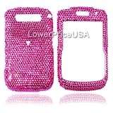 Blackberry Curve 8900 Javelin Genuine Swarovski Crystal (7ss) Hot Pink Design Faceplate Cover Case
