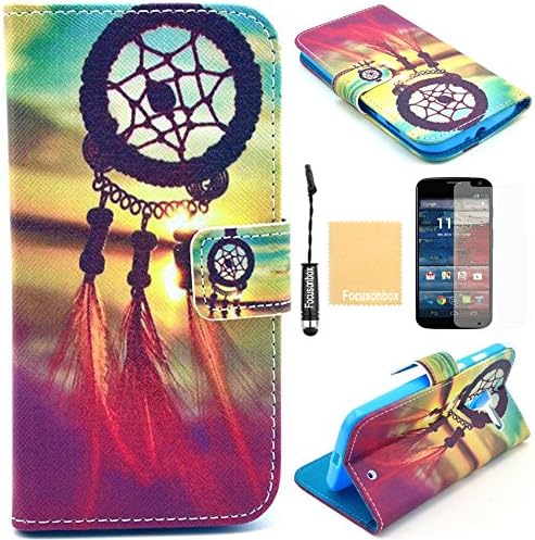 Moto X Case, Focusonbox(TM)PU Leather Protective Flip Folio Slim Fit Wallet Purse Stand Case Cover for Motorola Moto X (1st Generation), with Screen Protector, Stylus and Cleaning Cloth YB25