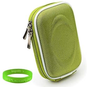 Nylon Green point and shoot digital skinny camera case with Reinforced Shell & Zipper for all models of your Canon Powershot ELPH 530 HS , 520 HS , 510 HS + Green Vangoddy Bracelet!!!