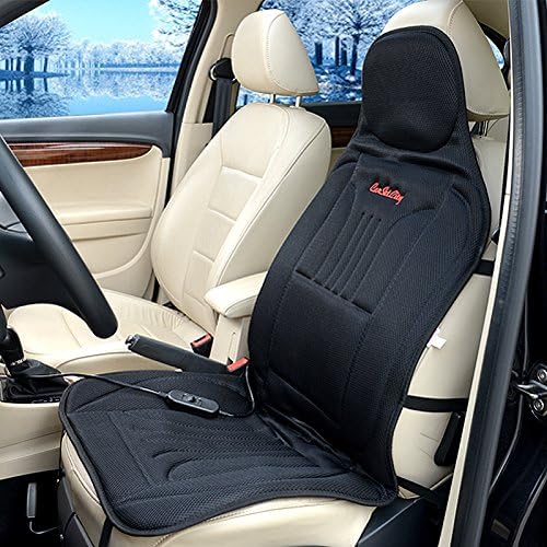 Carsetcity Carbon fiber 12V Car Heated Seat Cushion Hot Car Pad Cover (Black)