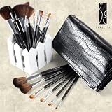 #2: Fraulein3°8 19 er Pinsel Echt Haar MAKE-UP Set + Leder Kroko Kosmetik Tasche