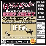 Wild Ride Beef Jerky Cowboy Strips, Original, 16-Ounce Bag