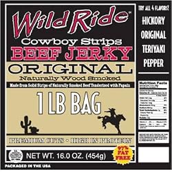 Wild Ride Beef Jerky Cowboy Strips, Original, 16-Ounce Bag