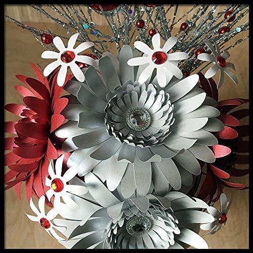 Silver &amp; Red Paper Flower Centerpiece