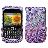 SPARKLING PURPLE PINK ANGEL WING FULL DIAMOND RHINESTONE SNAP ON HARD SKIN FACEPLATE BLING COVER CASE FOR BLACKBERRY CURVE 8520 8530