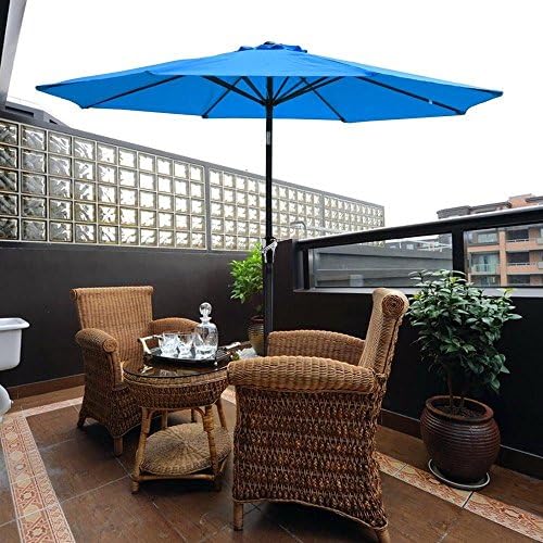 9' Ft Aluminum Outdoor Patio Umbrella Market Yard Beach w/ Crank (Blue)