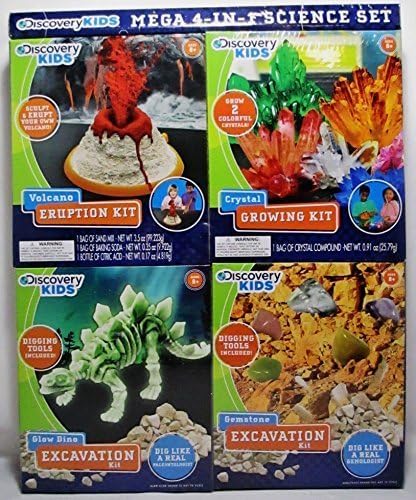Discovery Kids Mega 4 in 1 Science Set - Volcano, Crystal, Glow Dino, Gemstone by Discover Kids