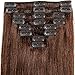S-noilite Clip in Hair Extensions Real Human Hair 8pcs 18 Clips 75g Full Head Clip on Human Hair Extension Soft Straight For Women (10Inch, 4 Medium Brown)