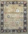 8' X 10' Beige Neutral Floral Hand Spun Wool Gold Hand Knotted Area Oushak Turkish Rug H517 - Actual Size 8' 3 X 10'0