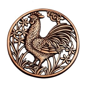 DII Antique Copper Rooster Cast Iron Trivet Set of 2 by DII